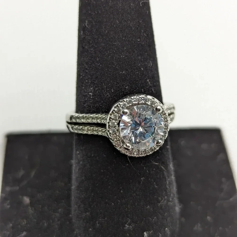 925 Halo  solitaire ring